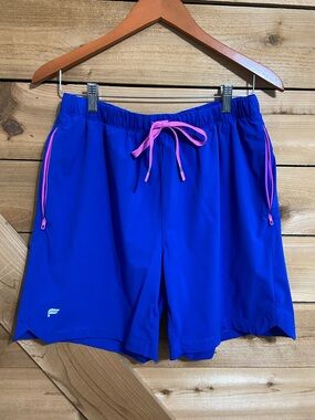 Fabletics Blue Shorts with Pink Accents